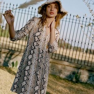 Anthropologie Maeve Juno Snake Print Dress in Brown